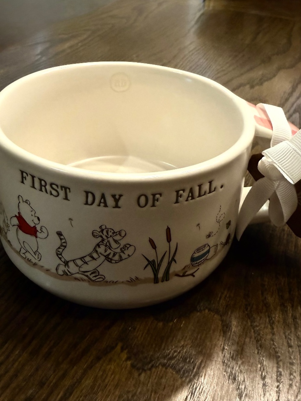 NWT - Rae Dunn Disney Winnie The Pooh FIRST DAY OF FALL Soup Mug Bowl